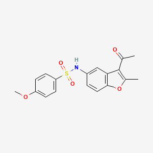 molecular formula C18H17NO5S B3567607 N-(3-acetyl-2-methyl-1-benzofuran-5-yl)-4-methoxybenzenesulfonamide 