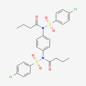 molecular formula C26H26Cl2N2O6S2 B3567642 N-[4-[butanoyl-(4-chlorophenyl)sulfonylamino]phenyl]-N-(4-chlorophenyl)sulfonylbutanamide 
