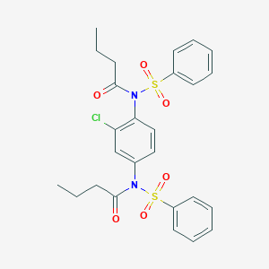 molecular formula C26H27ClN2O6S2 B3567644 N-(benzenesulfonyl)-N-[4-[benzenesulfonyl(butanoyl)amino]-3-chlorophenyl]butanamide 