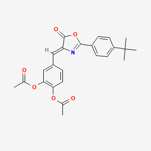molecular formula C24H23NO6 B3567688 2-(ACETYLOXY)-4-{[(4Z)-2-(4-TERT-BUTYLPHENYL)-5-OXO-4,5-DIHYDRO-1,3-OXAZOL-4-YLIDENE]METHYL}PHENYL ACETATE 