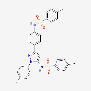 molecular formula C30H28N4O4S2 B3567690 4-methyl-N-[1-(4-methylphenyl)-3-(4-{[(4-methylphenyl)sulfonyl]amino}phenyl)-1H-pyrazol-5-yl]benzenesulfonamide 
