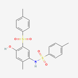 molecular formula C21H21NO5S2 B3567831 N-{4-hydroxy-2-methyl-5-[(4-methylphenyl)sulfonyl]phenyl}-4-methylbenzenesulfonamide 