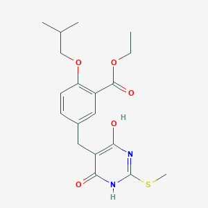 molecular formula C19H24N2O5S B3567877 ethyl 5-[(4-hydroxy-2-methylsulfanyl-6-oxo-1H-pyrimidin-5-yl)methyl]-2-(2-methylpropoxy)benzoate 