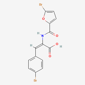 molecular formula C14H9Br2NO4 B3567884 2-[(5-bromo-2-furoyl)amino]-3-(4-bromophenyl)acrylic acid 