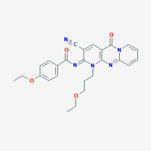 molecular formula C26H25N5O4 B356790 N-[5-Cyano-7-(3-ethoxypropyl)-2-oxo-1,7,9-triazatricyclo[8.4.0.03,8]tetradeca-3(8),4,9,11,13-pentaen-6-ylidene]-4-ethoxybenzamide CAS No. 845983-61-1