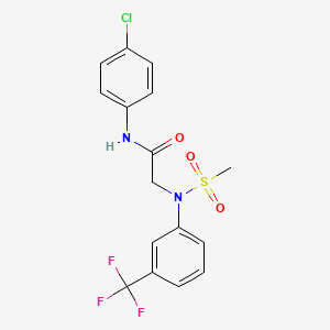 molecular formula C16H14ClF3N2O3S B3567993 N-(4-chlorophenyl)-2-[N-methylsulfonyl-3-(trifluoromethyl)anilino]acetamide 