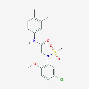 molecular formula C18H21ClN2O4S B3568083 N~2~-(5-chloro-2-methoxyphenyl)-N~1~-(3,4-dimethylphenyl)-N~2~-(methylsulfonyl)glycinamide 