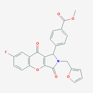 molecular formula C24H16FNO6 B356821 methyl 4-[7-fluoro-2-(furan-2-ylmethyl)-3,9-dioxo-1H-chromeno[2,3-c]pyrrol-1-yl]benzoate CAS No. 847273-35-2