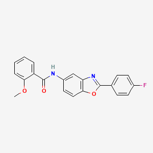 molecular formula C21H15FN2O3 B3568404 N-[2-(4-fluorophenyl)-1,3-benzoxazol-5-yl]-2-methoxybenzamide 