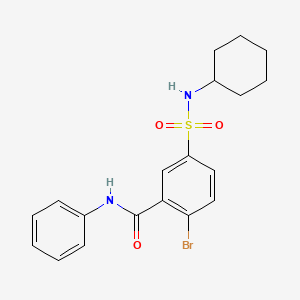 molecular formula C19H21BrN2O3S B3568489 2-bromo-5-(cyclohexylsulfamoyl)-N-phenylbenzamide 