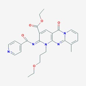 molecular formula C26H27N5O5 B356849 Ethyl 7-(3-ethoxypropyl)-11-methyl-2-oxo-6-(pyridine-4-carbonylimino)-1,7,9-triazatricyclo[8.4.0.03,8]tetradeca-3(8),4,9,11,13-pentaene-5-carboxylate CAS No. 847181-84-4