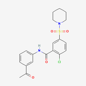molecular formula C20H21ClN2O4S B3568506 N-(3-acetylphenyl)-2-chloro-5-piperidin-1-ylsulfonylbenzamide 