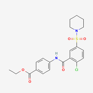 molecular formula C21H23ClN2O5S B3568512 Ethyl 4-[(2-chloro-5-piperidin-1-ylsulfonylbenzoyl)amino]benzoate 