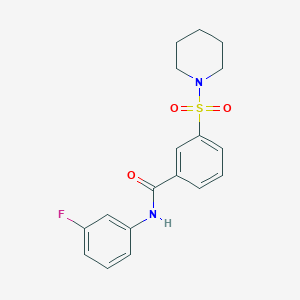 molecular formula C18H19FN2O3S B3568518 N-(3-FLUOROPHENYL)-3-(PIPERIDINE-1-SULFONYL)BENZAMIDE 