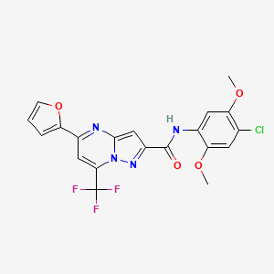 molecular formula C20H14ClF3N4O4 B3568709 N-(4-chloro-2,5-dimethoxyphenyl)-5-(furan-2-yl)-7-(trifluoromethyl)pyrazolo[1,5-a]pyrimidine-2-carboxamide 