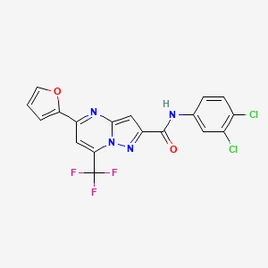 molecular formula C18H9Cl2F3N4O2 B3568713 N-(3,4-dichlorophenyl)-5-(furan-2-yl)-7-(trifluoromethyl)pyrazolo[1,5-a]pyrimidine-2-carboxamide 