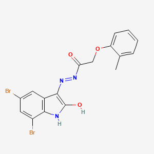 molecular formula C17H13Br2N3O3 B3568956 N'-[(3Z)-5,7-dibromo-2-oxo-1,2-dihydro-3H-indol-3-ylidene]-2-(2-methylphenoxy)acetohydrazide 