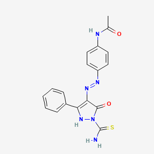molecular formula C18H16N6O2S B3569155 N-{4-[(2E)-2-(1-carbamothioyl-5-oxo-3-phenyl-1,5-dihydro-4H-pyrazol-4-ylidene)hydrazinyl]phenyl}acetamide 