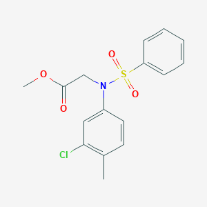 molecular formula C16H16ClNO4S B3569218 methyl 2-[N-(benzenesulfonyl)-3-chloro-4-methylanilino]acetate CAS No. 5211-41-6