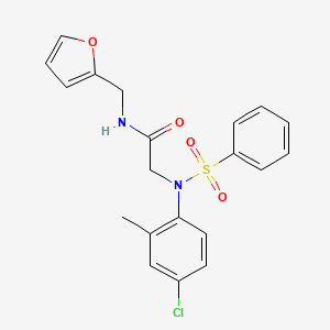 molecular formula C20H19ClN2O4S B3569227 N~2~-(4-chloro-2-methylphenyl)-N-(furan-2-ylmethyl)-N~2~-(phenylsulfonyl)glycinamide CAS No. 6078-72-4