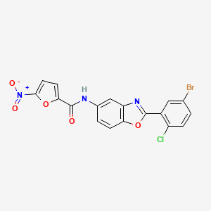 molecular formula C18H9BrClN3O5 B3569383 N-[2-(5-bromo-2-chlorophenyl)-1,3-benzoxazol-5-yl]-5-nitrofuran-2-carboxamide CAS No. 5765-66-2