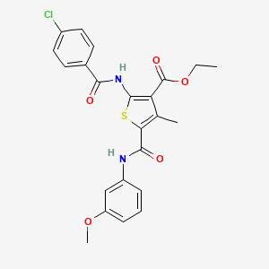 molecular formula C23H21ClN2O5S B3569465 ETHYL 2-(4-CHLOROBENZAMIDO)-5-[(3-METHOXYPHENYL)CARBAMOYL]-4-METHYLTHIOPHENE-3-CARBOXYLATE 