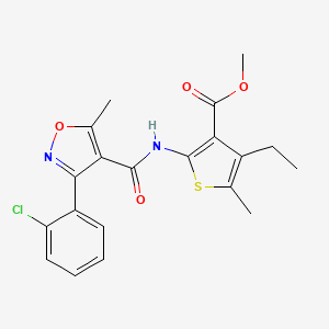 molecular formula C20H19ClN2O4S B3569494 Methyl 2-[[3-(2-chlorophenyl)-5-methyl-1,2-oxazole-4-carbonyl]amino]-4-ethyl-5-methylthiophene-3-carboxylate 