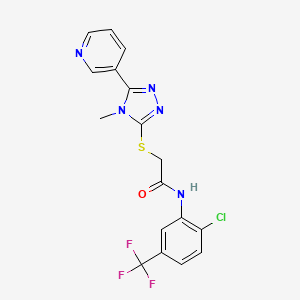 molecular formula C17H13ClF3N5OS B3569614 N-[2-chloro-5-(trifluoromethyl)phenyl]-2-{[4-methyl-5-(pyridin-3-yl)-4H-1,2,4-triazol-3-yl]sulfanyl}acetamide 
