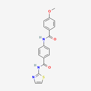 molecular formula C18H15N3O3S B3569635 4-METHOXY-N-{4-[(1,3-THIAZOL-2-YL)CARBAMOYL]PHENYL}BENZAMIDE 