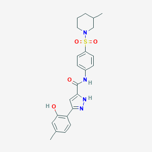 3-(2-hydroxy-4-methylphenyl)-N-{4-[(3-methyl-1-piperidinyl)sulfonyl]phenyl}-1H-pyrazole-5-carboxamide