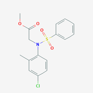 molecular formula C16H16ClNO4S B3569702 methyl 2-[N-(benzenesulfonyl)-4-chloro-2-methylanilino]acetate 