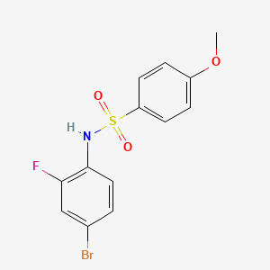 molecular formula C13H11BrFNO3S B3569756 N-(4-BROMO-2-FLUOROPHENYL)-4-METHOXYBENZENE-1-SULFONAMIDE 