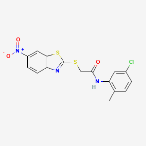 molecular formula C16H12ClN3O3S2 B3569847 N-(5-chloro-2-methylphenyl)-2-[(6-nitro-1,3-benzothiazol-2-yl)sulfanyl]acetamide 