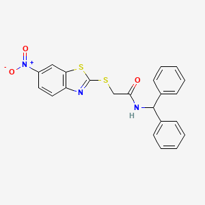 molecular formula C22H17N3O3S2 B3569849 N-(diphenylmethyl)-2-[(6-nitro-1,3-benzothiazol-2-yl)sulfanyl]acetamide CAS No. 6062-65-3