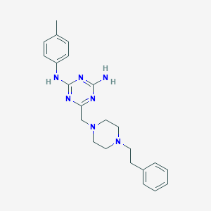 N-{4-amino-6-[(4-phenethylpiperazino)methyl]-1,3,5-triazin-2-yl}-N-(4-methylphenyl)amine