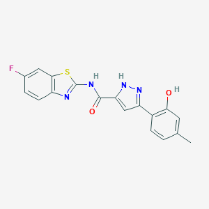 N-(6-fluoro-1,3-benzothiazol-2-yl)-3-(2-hydroxy-4-methylphenyl)-1H-pyrazole-5-carboxamide