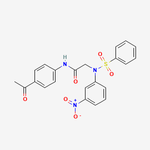 molecular formula C22H19N3O6S B3569957 N-(4-acetylphenyl)-2-[N-(benzenesulfonyl)-3-nitroanilino]acetamide 