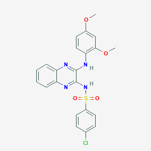 molecular formula C22H19ClN4O4S B357000 4-chloro-N-{3-[(2,4-dimethoxyphenyl)amino]quinoxalin-2-yl}benzenesulfonamide CAS No. 326924-97-4