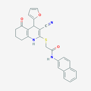 2-{[3-cyano-4-(2-furyl)-5-oxo-1,4,5,6,7,8-hexahydro-2-quinolinyl]sulfanyl}-N-(2-naphthyl)acetamide