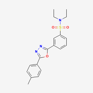 molecular formula C19H21N3O3S B3570154 N,N-DIETHYL-3-[5-(4-METHYLPHENYL)-1,3,4-OXADIAZOL-2-YL]BENZENE-1-SULFONAMIDE 