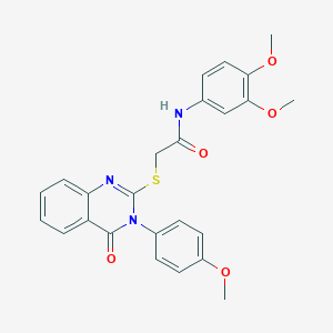 molecular formula C25H23N3O5S B357021 N-(3,4-dimethoxyphenyl)-2-{[3-(4-methoxyphenyl)-4-oxo-3,4-dihydroquinazolin-2-yl]sulfanyl}acetamide CAS No. 498546-66-0