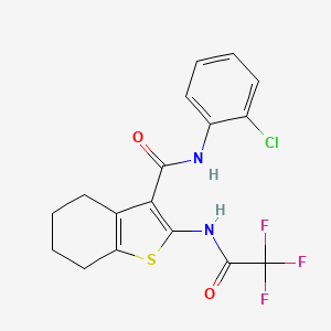 molecular formula C17H14ClF3N2O2S B3570242 N-(2-CHLOROPHENYL)-2-(2,2,2-TRIFLUOROACETAMIDO)-4,5,6,7-TETRAHYDRO-1-BENZOTHIOPHENE-3-CARBOXAMIDE 