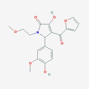molecular formula C19H19NO7 B357032 4-(2-furoyl)-3-hydroxy-5-(4-hydroxy-3-methoxyphenyl)-1-(2-methoxyethyl)-1,5-dihydro-2H-pyrrol-2-one CAS No. 505079-41-4