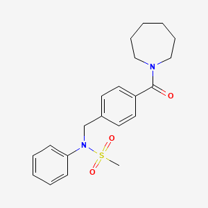 molecular formula C21H26N2O3S B3570378 N-[[4-(azepane-1-carbonyl)phenyl]methyl]-N-phenylmethanesulfonamide 