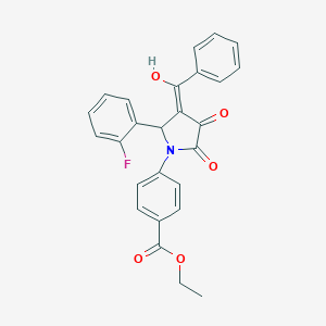 molecular formula C26H20FNO5 B357041 ethyl 4-{(3E)-2-(2-fluorophenyl)-3-[hydroxy(phenyl)methylidene]-4,5-dioxopyrrolidin-1-yl}benzoate CAS No. 425609-85-4