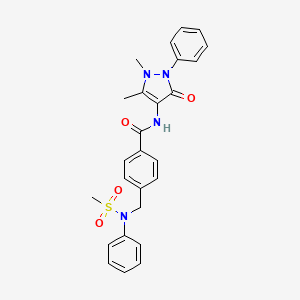 molecular formula C26H26N4O4S B3570413 N-(1,5-DIMETHYL-3-OXO-2-PHENYL-2,3-DIHYDRO-1H-PYRAZOL-4-YL)-4-[(N-PHENYLMETHANESULFONAMIDO)METHYL]BENZAMIDE 