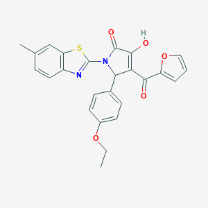 molecular formula C25H20N2O5S B357047 2-(4-ethoxyphenyl)-3-(furan-2-carbonyl)-4-hydroxy-1-(6-methyl-1,3-benzothiazol-2-yl)-2H-pyrrol-5-one CAS No. 514188-16-0
