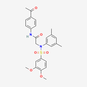 molecular formula C26H28N2O6S B3570717 N-(4-acetylphenyl)-2-(N-(3,4-dimethoxyphenyl)sulfonyl-3,5-dimethylanilino)acetamide 