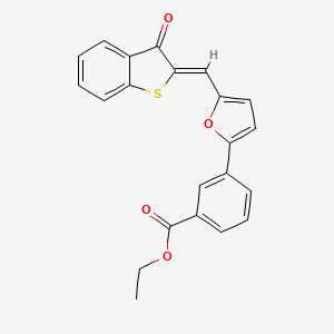 molecular formula C22H16O4S B3571020 ETHYL 3-(5-{[(2Z)-3-OXO-2,3-DIHYDRO-1-BENZOTHIOPHEN-2-YLIDENE]METHYL}FURAN-2-YL)BENZOATE 