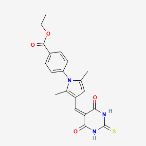 molecular formula C20H19N3O4S B3571074 ethyl 4-{3-[(4,6-dioxo-2-thioxotetrahydropyrimidin-5(2H)-ylidene)methyl]-2,5-dimethyl-1H-pyrrol-1-yl}benzoate 